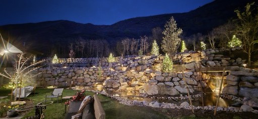 Pathway illuminated with subtle outdoor lights