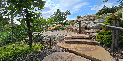 Large patio with multiple zones