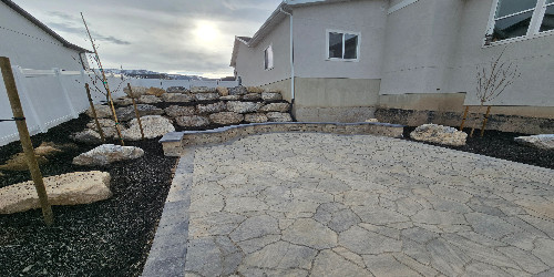 Spacious patio with outdoor furniture