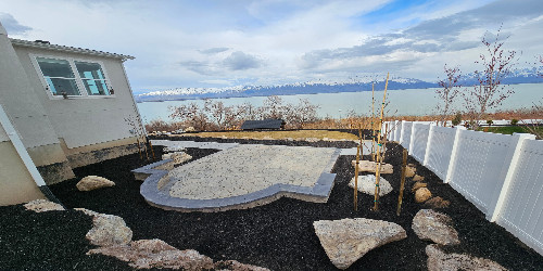 Cozy patio with fire pit and seating