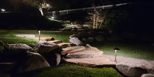 Patio with a unique paving pattern