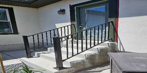 Patio with water feature and seating